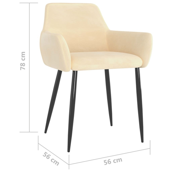 vidaXL Matstolar 2 st gräddvit sammet Creme