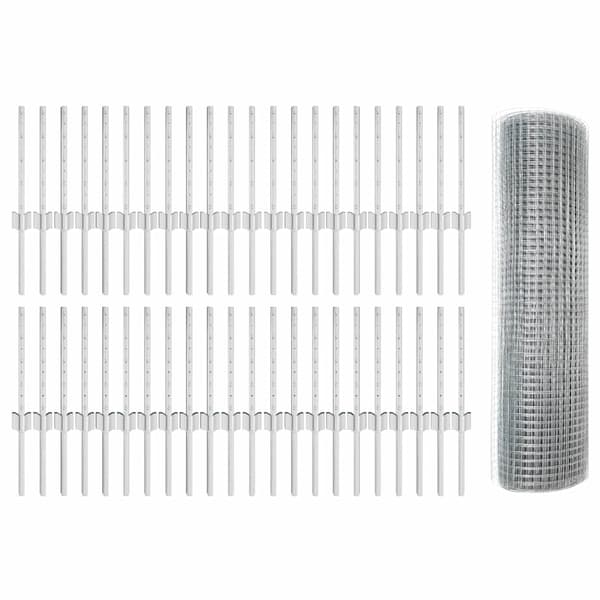 vidaXL Utomhus Svetsat Stängsel med Stolpar 100 x 0,4 m Silver Mesh Silver