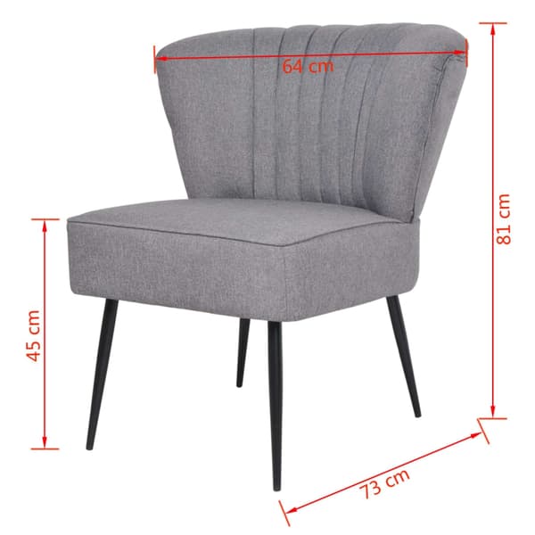 vidaXL Cocktailfåtölj ljusgrå tyg grå