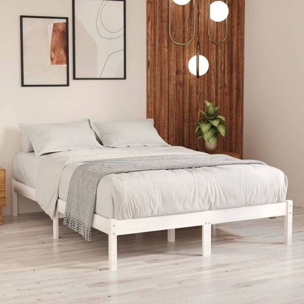 vidaXL Sängram vit massiv furu 200x200 cm Vit