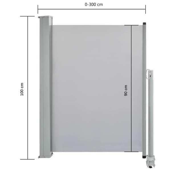 vidaXL Infällbar sidomarkis 100 x 300 cm grå grå