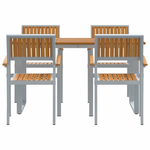 vidaXL Trädgårdsmöbelset 5 pcs Grå Massivt Akaciaträ Grå