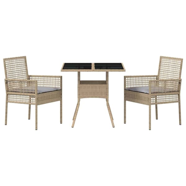 vidaXL Trädgårdsmöbelset 3 st Beige konstrotting Beige