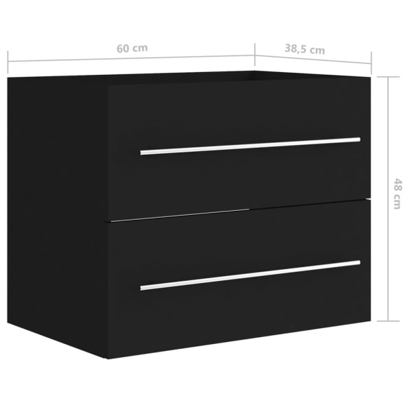 vidaXL Tvättställsskåp svart 60x38,5x48 cm spånskiva Svart