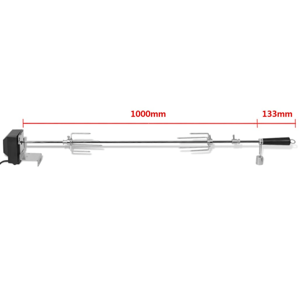 vidaXL Grillspett med motor stål 1000 mm Silver
