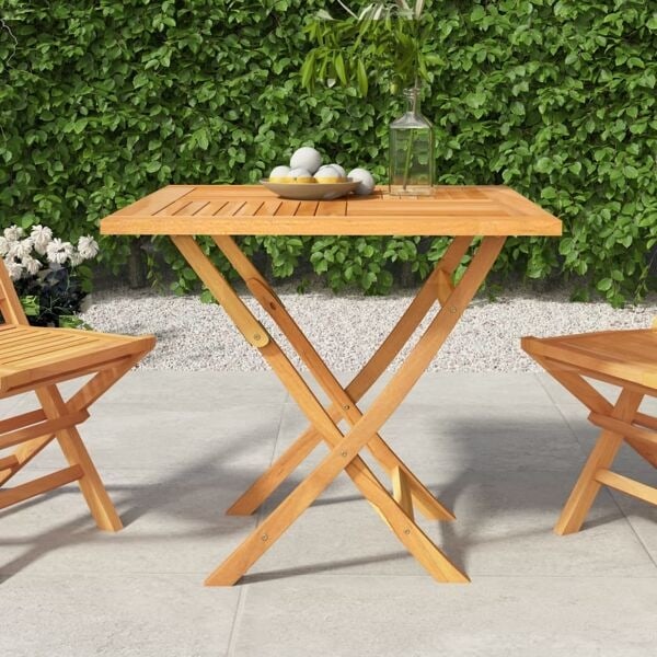 vidaXL Hopfällbart trädgårdsbord 85x85x76 cm massiv teak Brun