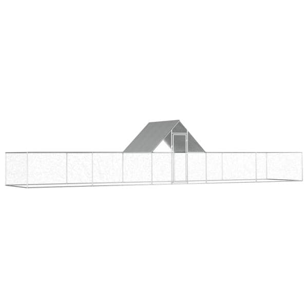 vidaXL Hönsbur 10x2x2 m galvaniserat stål Silver