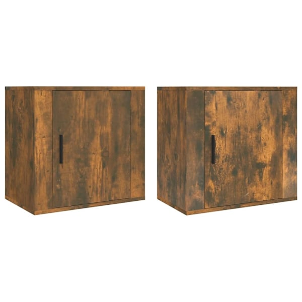 vidaXL Väggmonterade sängbord 2 st rökfärgad ek 50x30x47 cm Brun