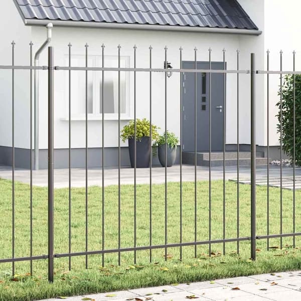 vidaXL Trädgårdsstängsel WOERDEN 5 st 8,5 x 1,5 m Pulverlackerad stål Grå