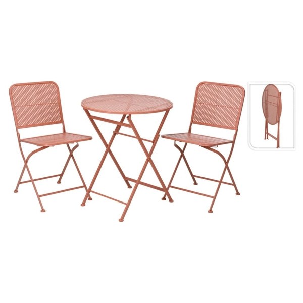 ProGarden Caféset 3 delar stål rosa Rosa