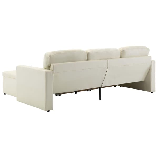 vidaXL Bäddsoffa modulär 3-sits gräddvit konstläder Creme