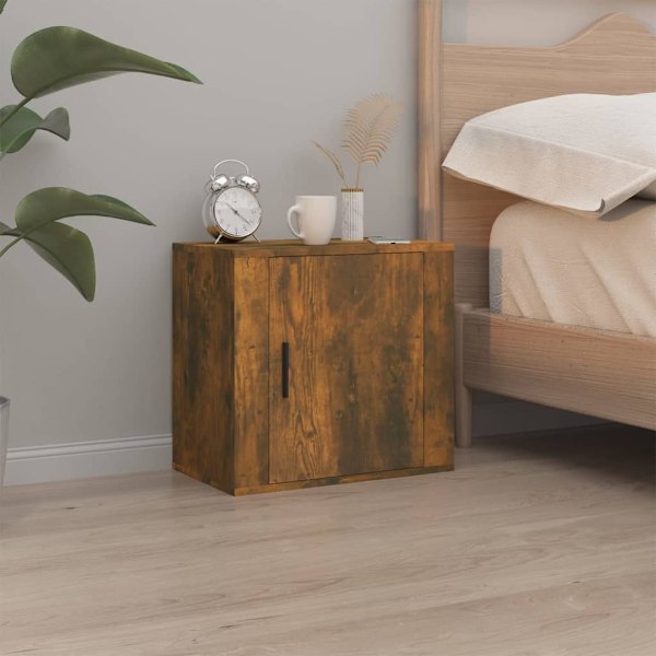 vidaXL Väggmonterade sängbord 2 st rökfärgad ek 50x30x47 cm Brun