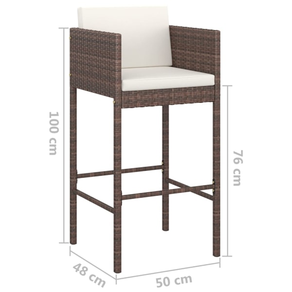 vidaXL Barstolar med dynor 4 st brun konstrotting Brun