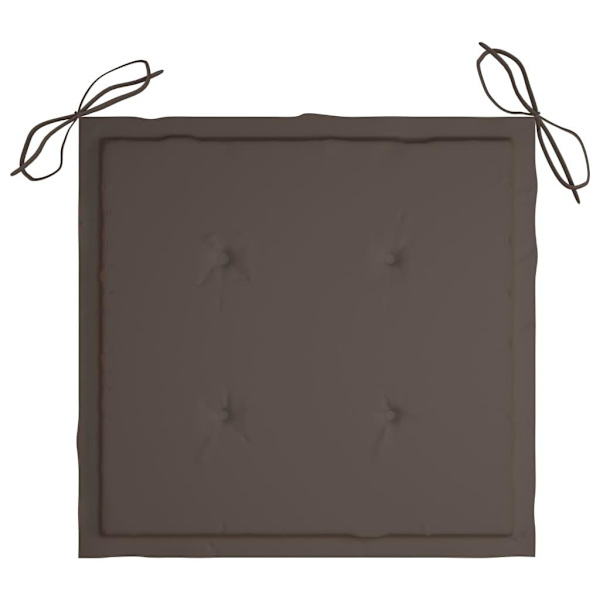 vidaXL Matstolar 2 st med dynor taupe massiv teak Taupe