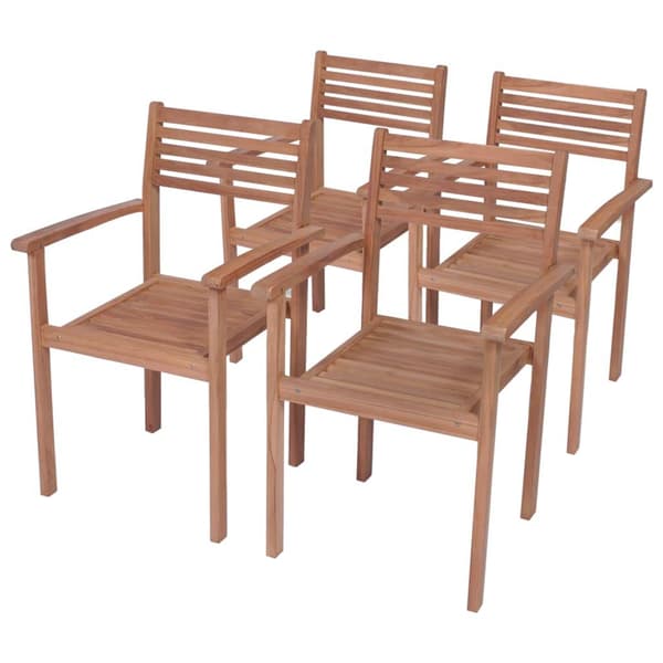vidaXL Trädgårdsstolar med gråa dynor 4 st massiv teak grå