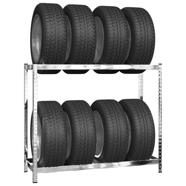 vidaXL Däckställ 2 hyllplan silver 3 st 110x40x110 cm stål Silver