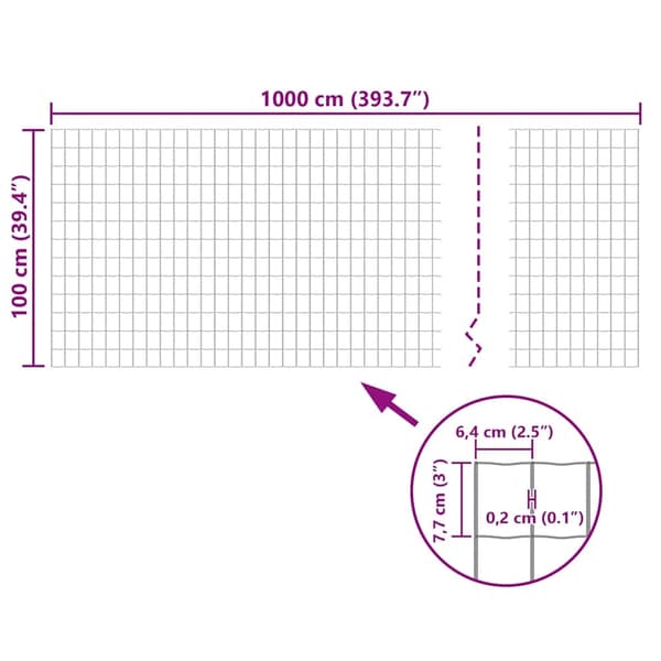 vidaXL Eurofence 10x1 m 77x64 mm stål grå grå