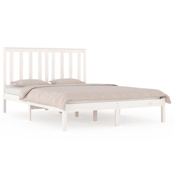 vidaXL Sängram vit massiv furu 160x200 cm Vit