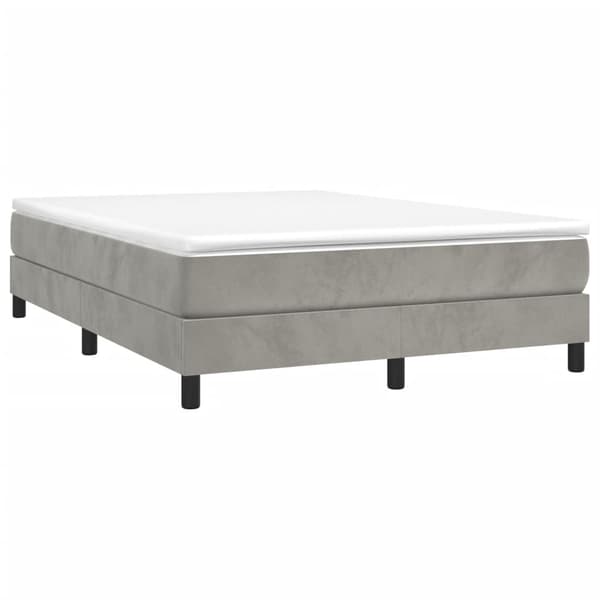 vidaXL Ramsäng med madrass ljusgrå 140x200 cm sammet Grå