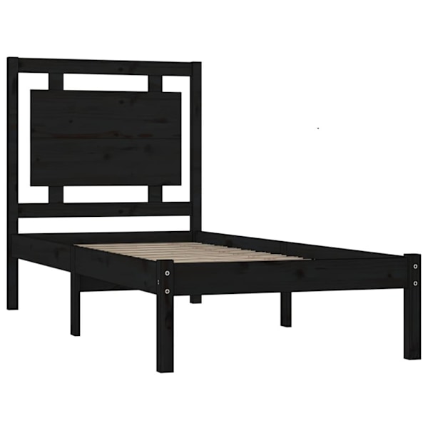 vidaXL Sängram svart massivt trä 90x190 cm Svart