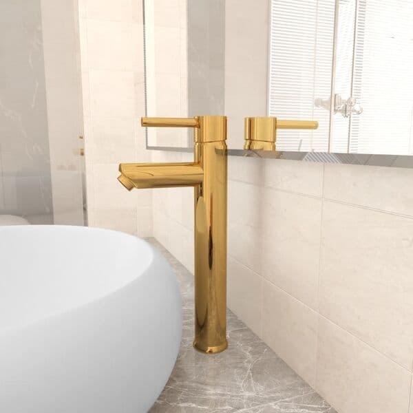 vidaXL Badrumsblandare guld 12x30 cm grå