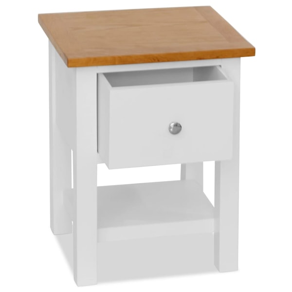 vidaXL Sängbord 36x30x47 cm massiv ek Vit