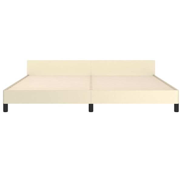 vidaXL Sängram med huvudgavel gräddvit 200x200 cm konstläder Kräm