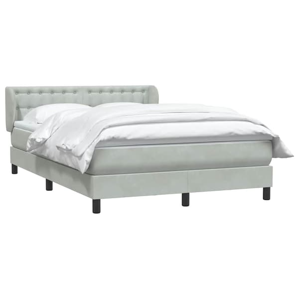 vidaXL Ramsäng med madrass ljusgrå 160x210 cm sammet Grå