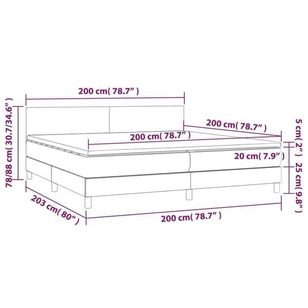 vidaXL Ramsäng med madrass grå 200x200 cm konstläder Grå