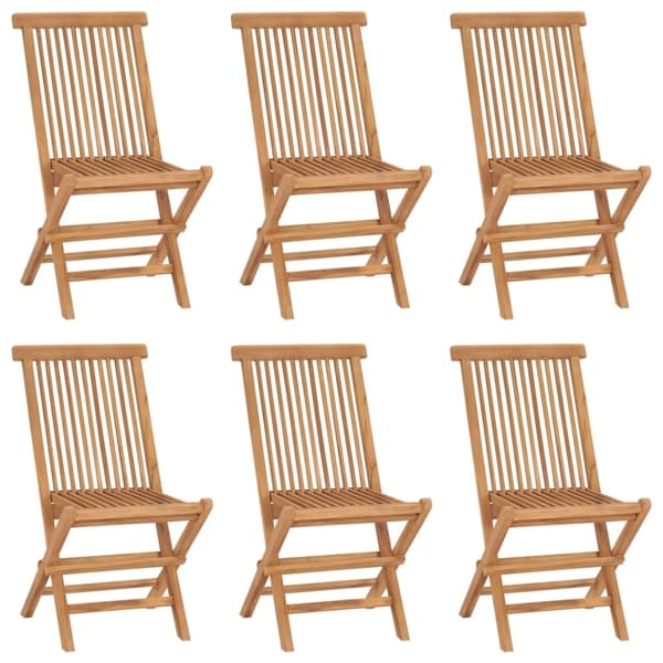 vidaXL Hopfällbara trädgårdsstolar 6 st massiv teak Brun