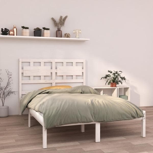 vidaXL Sängram vit massivt trä 120x190 cm Vit