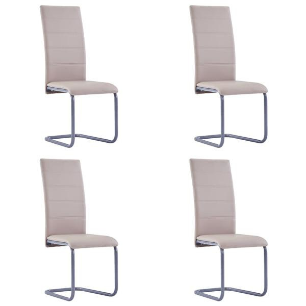 vidaXL Fribärande matstolar 4 st cappuccino konstläder Beige