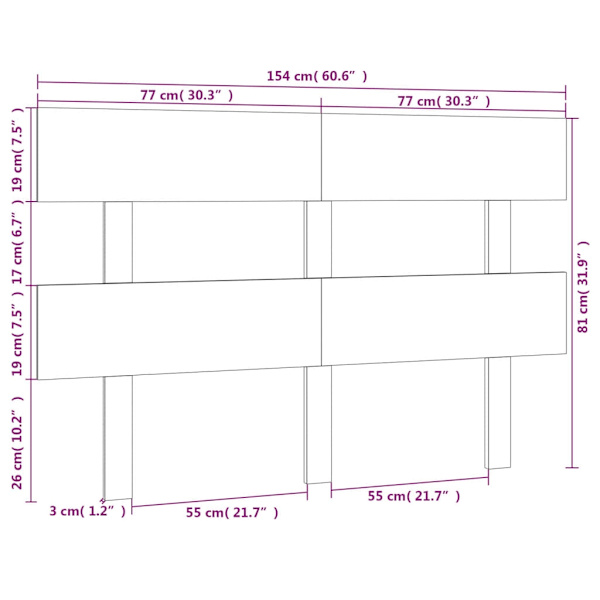 vidaXL Sänggavel vit 154x3x81 cm massiv furu Brun