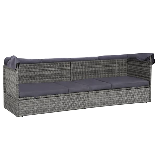 vidaXL Solsäng med tak 205x62 cm konstrotting grå grå
