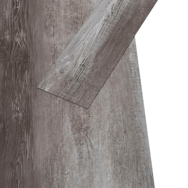 vidaXL Ej självhäftande PVC-golvplankor 5,26 m² 2 mm randigt trä grå