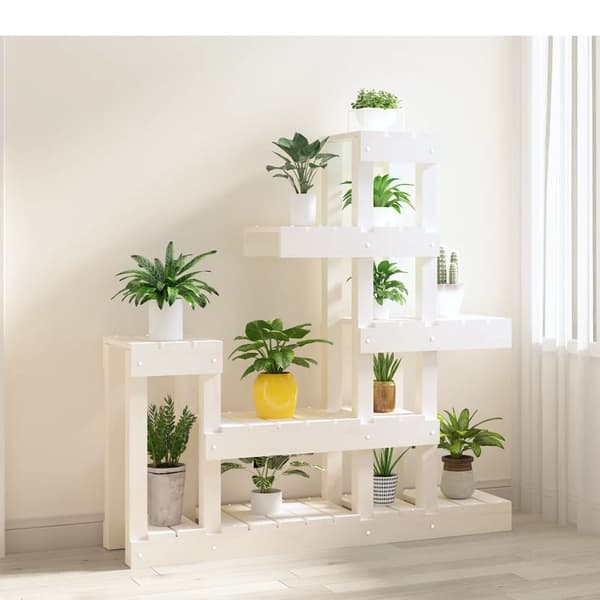 vidaXL Växtställ vit 92x25x97 cm massiv furu Vit