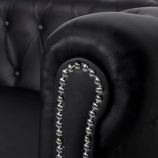 vidaXL Soffset Chesterfield i svart konstläder 2-sitsig + 3-sitsig Svart