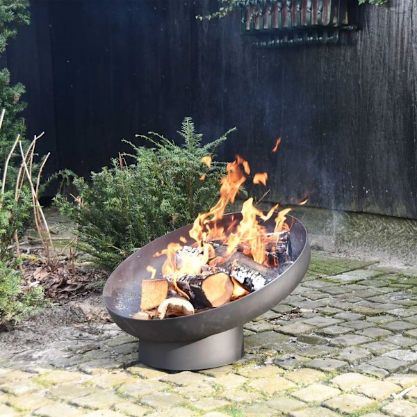 Esschert Design Eldfat lutande stål svart FF402 Svart