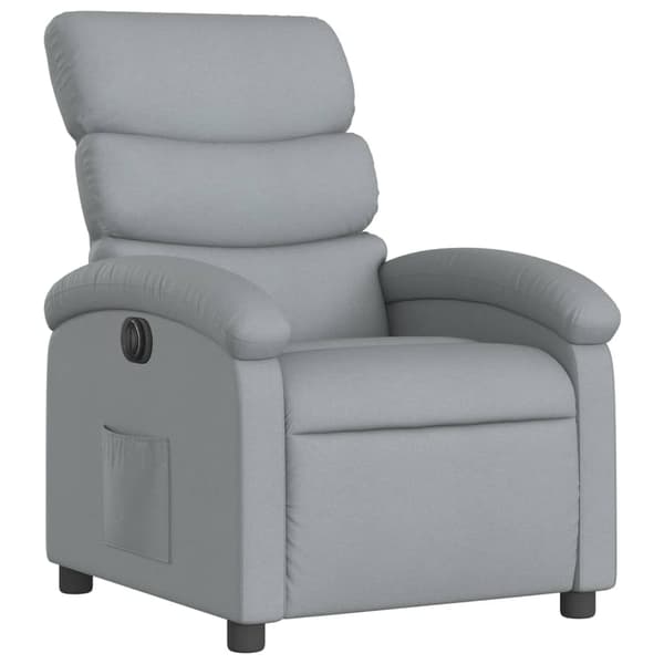 vidaXL Elektrisk reclinerfåtölj ljusgrå tyg Grå