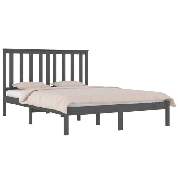 vidaXL Sängram grå massiv furu 140x190 cm Grå