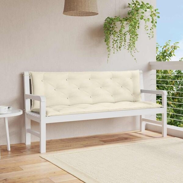 vidaXL Bänkdyna för trädgården gräddvit 150x(50+50)x7 cm oxfordtyg Vit