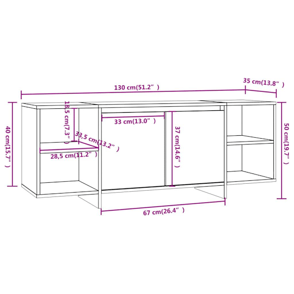 vidaXL Tv-bänk vit högglans 130x35x50 cm konstruerat trä Vit