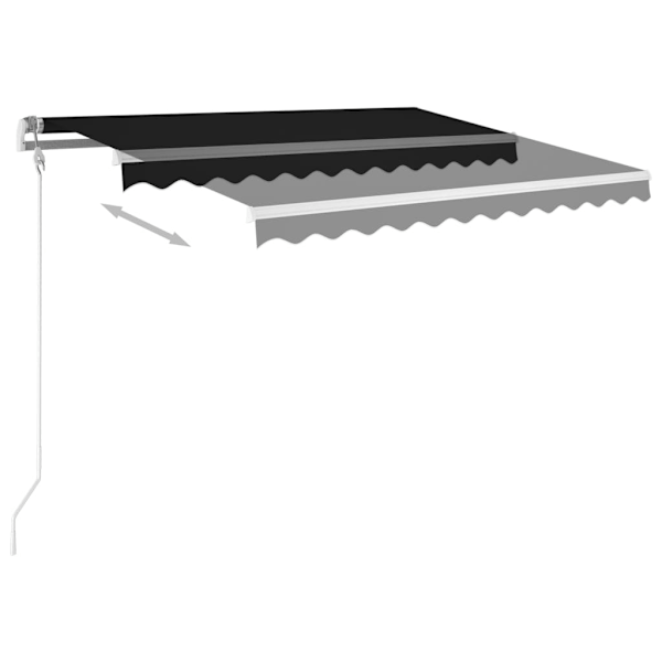 vidaXL Markis manuellt infällbar med LED 3x2,5 m antracit Antracit