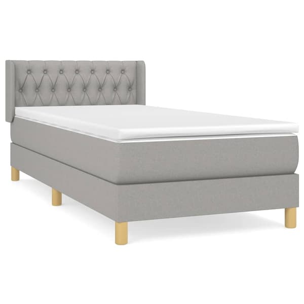 vidaXL Ramsäng med madrass ljusgrå 100x200 cm tyg Grå