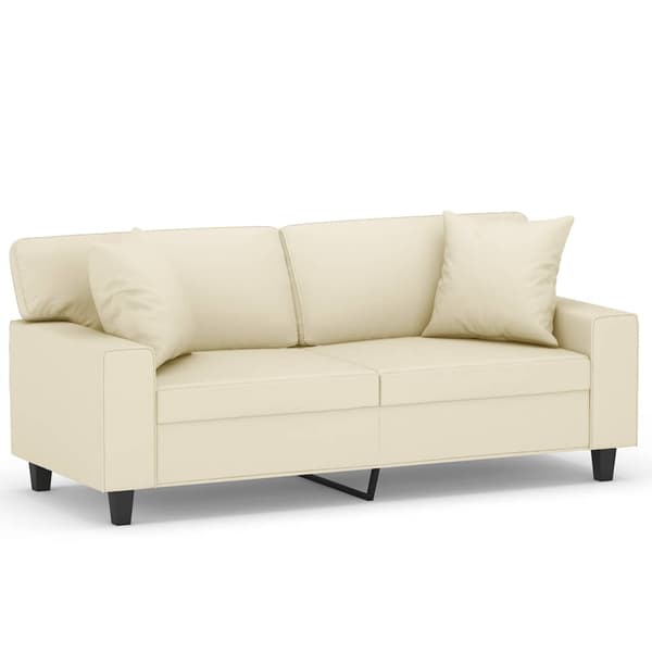 vidaXL 2-sits soffa med prydnadskuddar gräddvit 140 cm konstläder Kräm