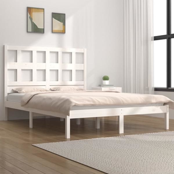 vidaXL Sängram vit massiv furu 120x200 cm enkelsäng Vit