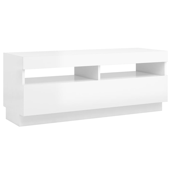 vidaXL TV-bänk med LED-belysning vit högglans 100x35x40 cm Vit