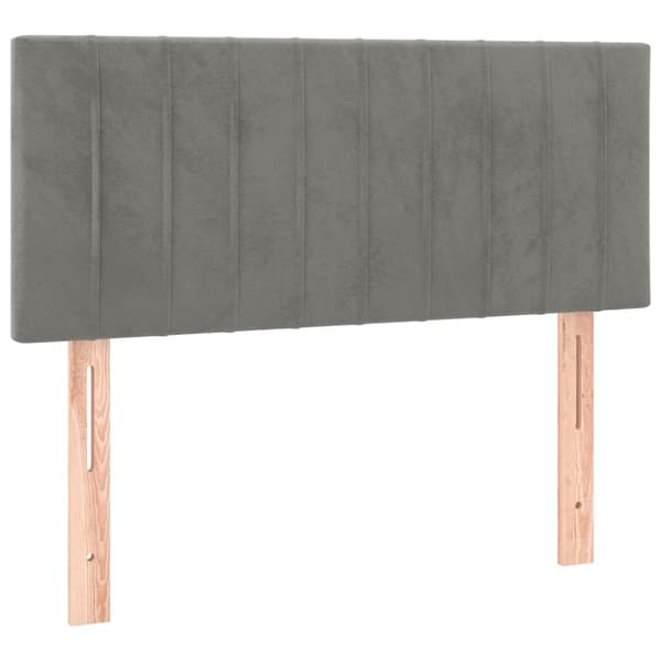 vidaXL Sänggavel LED ljusgrå 90x5x78/88 cm sammet Grå