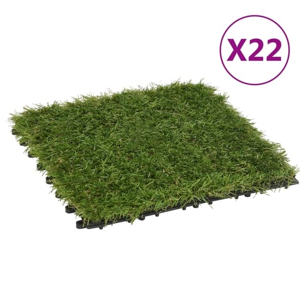 vidaXL Konstgräsplattor 22 st grön 30x30 cm Grön