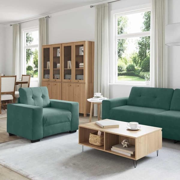 vidaXL Soffset 3 pcs Mörkgrön 221 x 80 x 80 cm Sammet Grön